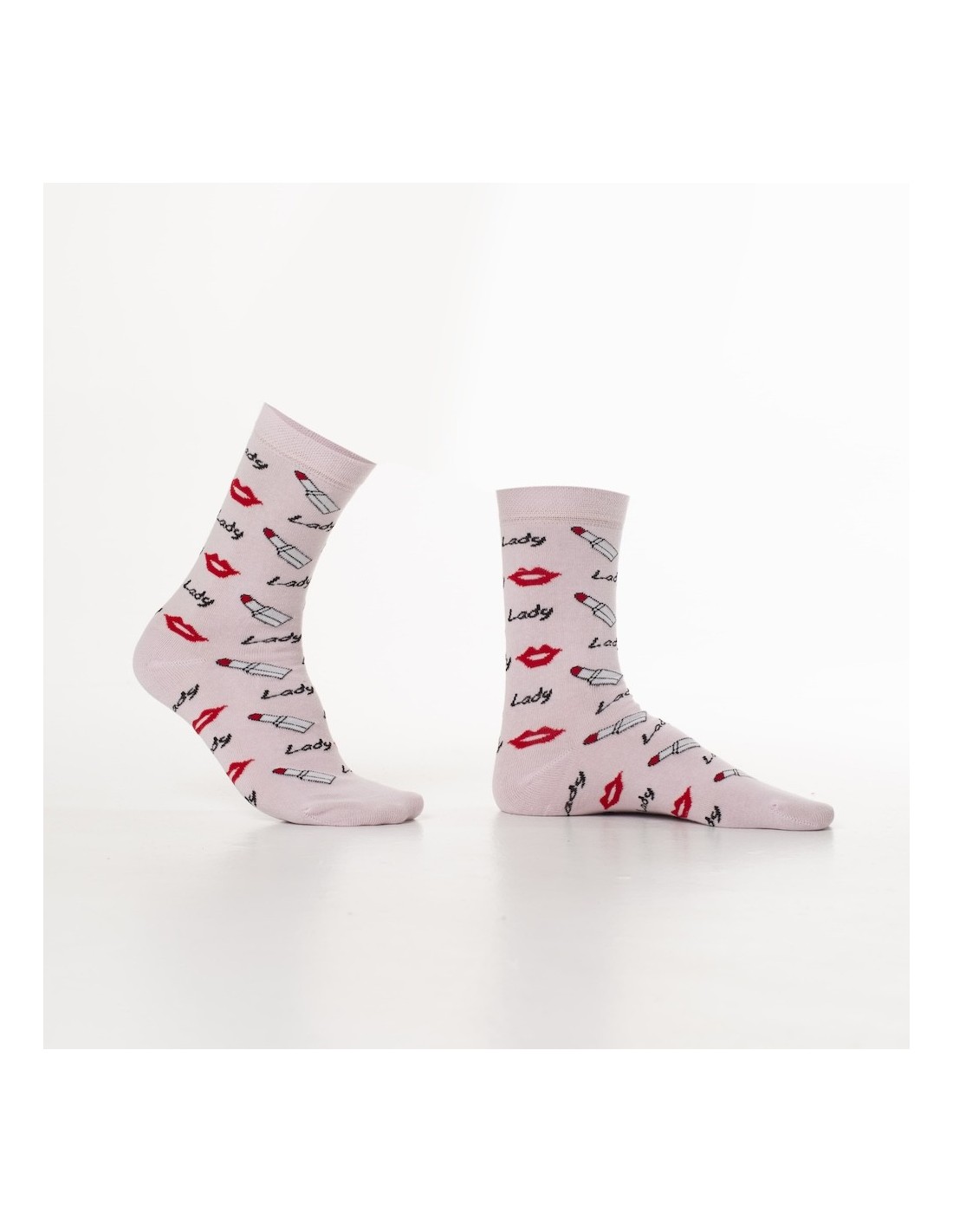 Light pink women\'s socks with lips SD17 - Online store - Boutique